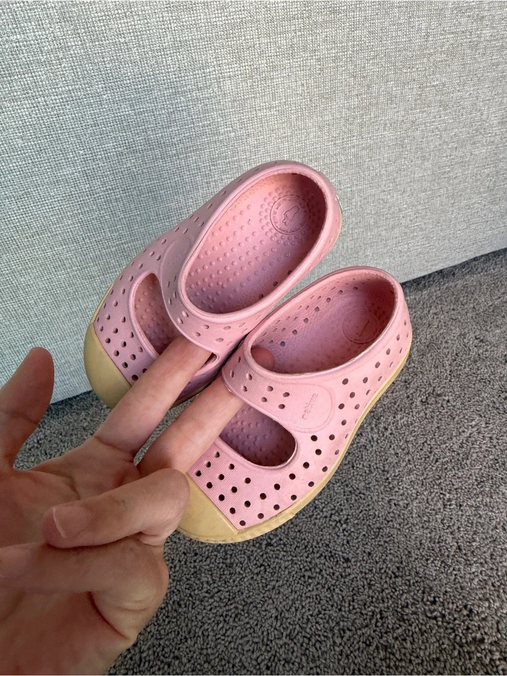 Native Kids Pink Slip-On Water Shoes with Yellow Toe Caps 6C